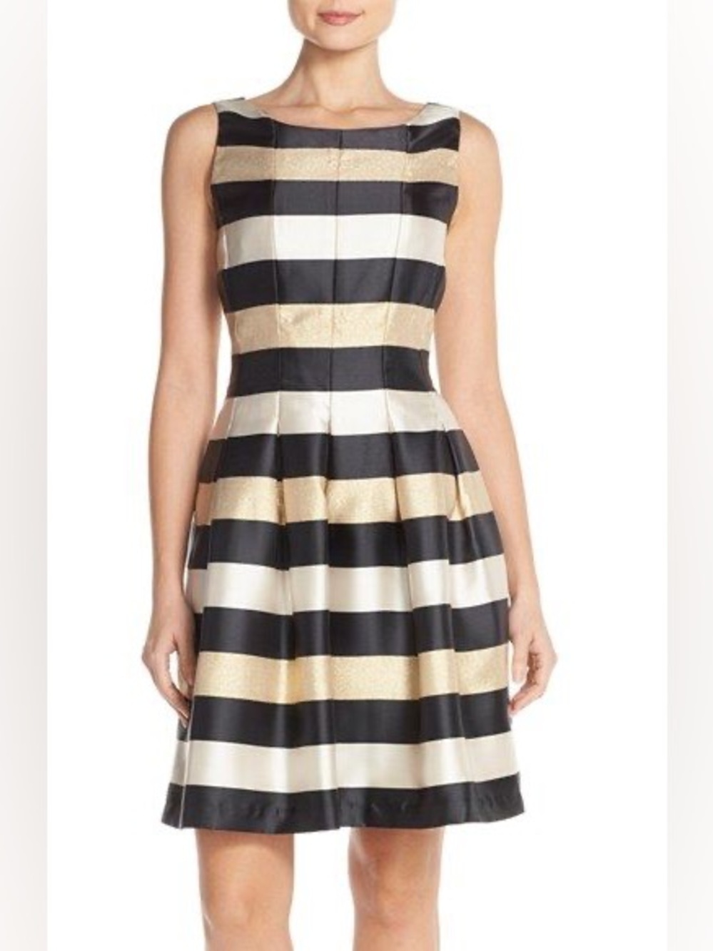 Chetta B Metallic Striped Fit and Flare Dress Size 14